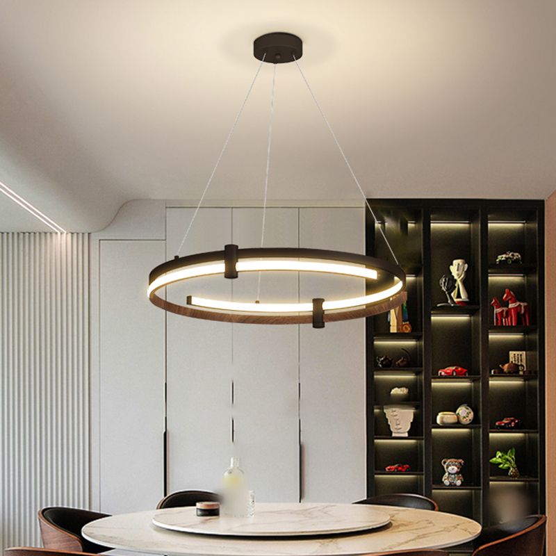 Nordic Circle Chandelier Aluminium 24 "de large pendentif de lustre à LED pour le salon