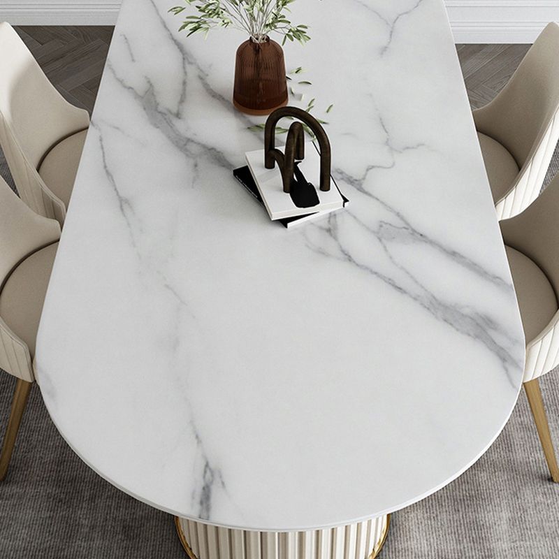 Nordic Glam Style Sintered Stone Oval Table Set 1/4/5/7 Pieces Dining Set