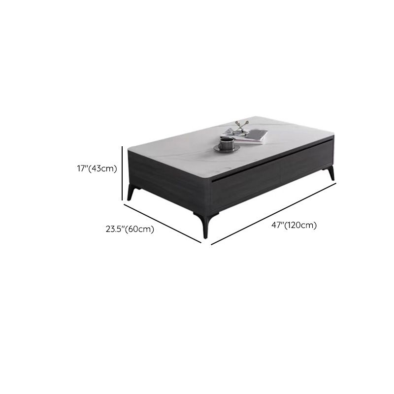 Slate Rectangle Modern Coffee Table 4 Legs Single Coffee Table with 4 Drawers