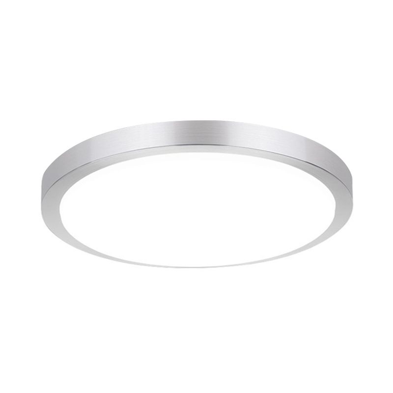 Luz de techo empotrada redonda plateada, lámpara LED empotrada de acrílico Simple de 14 "/16" de ancho en luz cálida/blanca para sala de estar