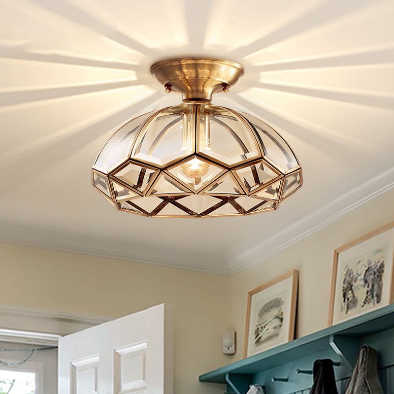 Shaded Close to Ceiling Light Vintage Style Glass Ceiling Flush Mount