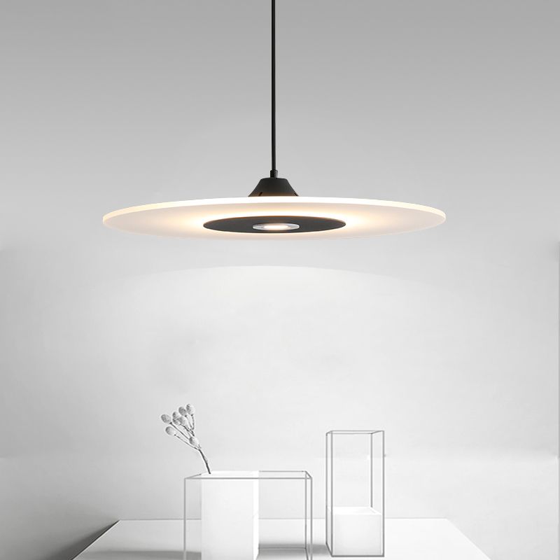 Modern Artistic LED Hanging Lamp Wrought Iron Circular Pendant Light with Acrylic Shade