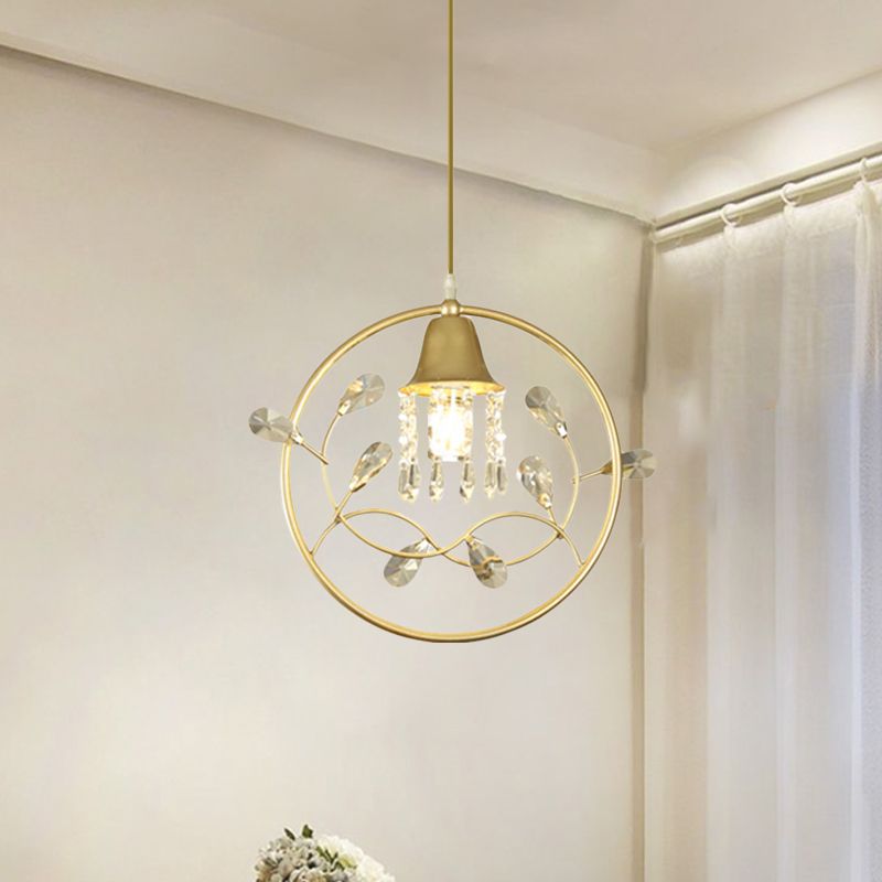 Pájaro/flor de la sala de dormir Luz de cristal modernos 1 bulbo de oro lámpara colgante de oro kit
