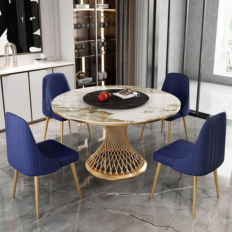Traditional Luxury Round Stone Dining Table Pedestal Casual Dining Table