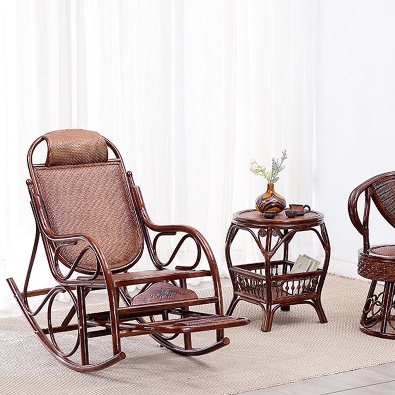 22.8" x 45.3" x 37.4" Rocking Chair Brown Rattan Rocker Chair for Living Room