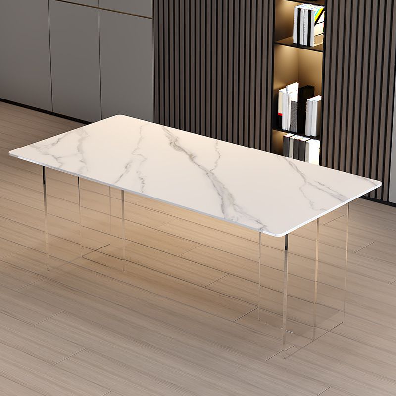 Sintered Stone Dining Table Modern Rectangle Dining Table with Acrylic Base for Home