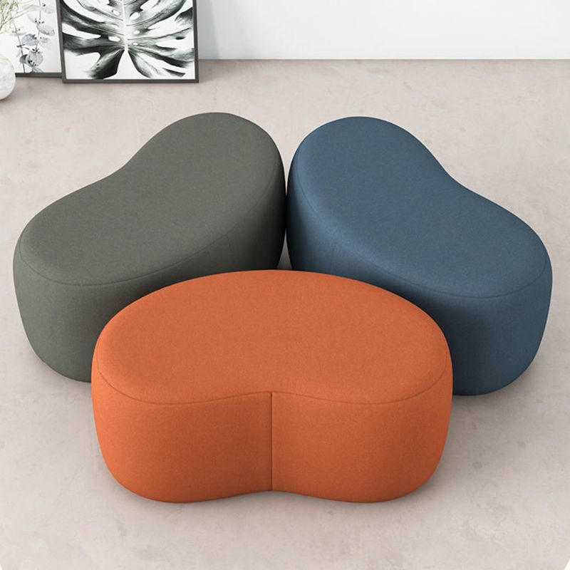 Modern Stain Resistant Standard Wedge Orange Leather Pouf for Home Decor