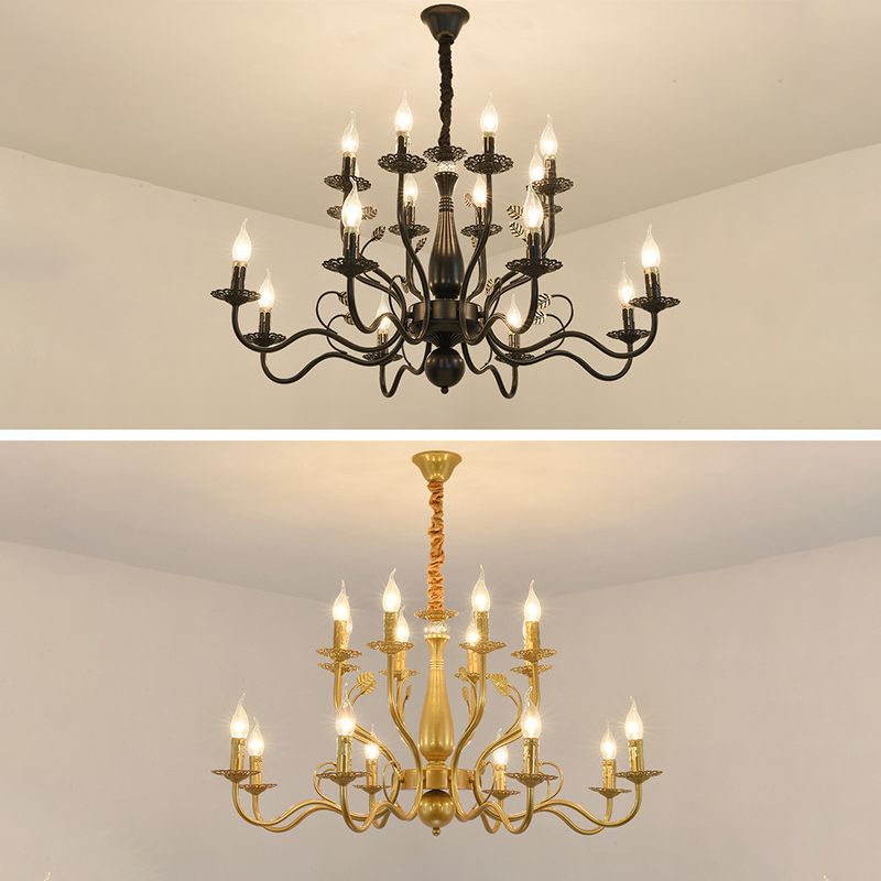 Curved Arm Metal Chandelier Light Fixtures Traditional Living Room Suspended Lighting Fixture