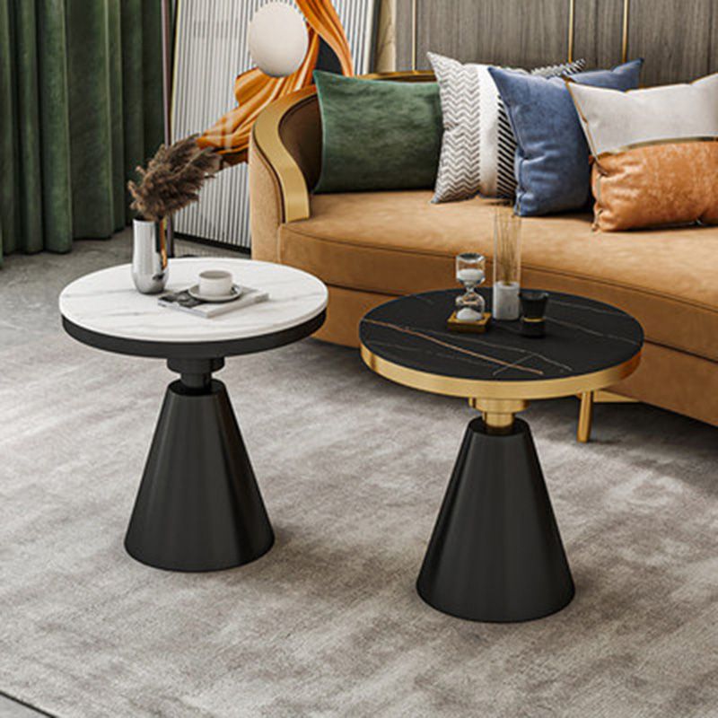 22.44" Tall Contemporary Style Side End Table Metal Pedestal Round Sofa Side Accent Table