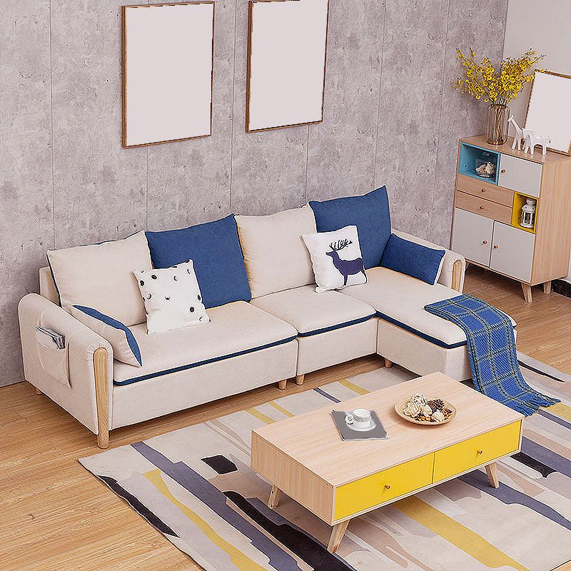 122.05"D x 35.43"W x 34.25"H Pillow Top Arm Cushion Back Sectionals with Ottoman