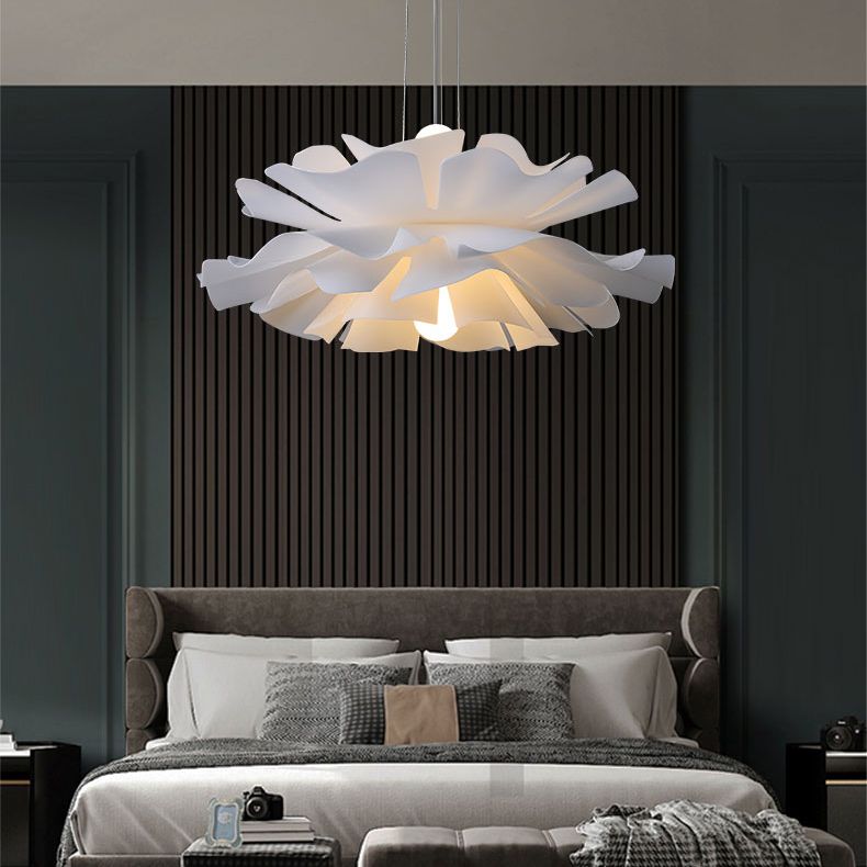 2-Light Pendant Lighting Modern Style White Lotus Shape Suspension Lighting