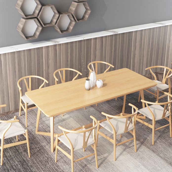 Pine Solid Wood Rectangle Dining Table Contemporary Kitchen Wood Table with Double Pedestal