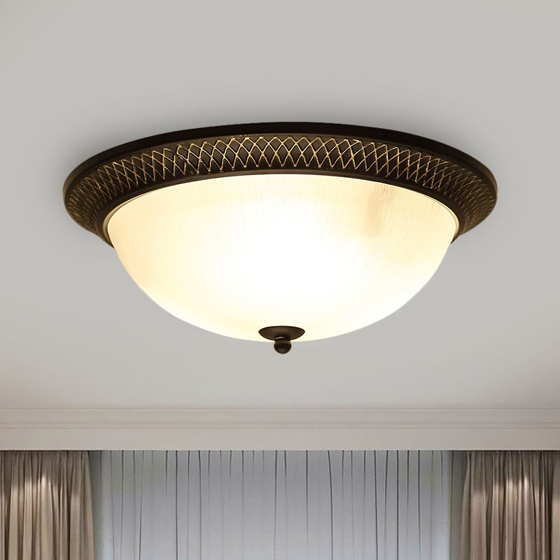 Opaline Glass Brass Flush Mount Semicircle LED Classic Ceiling Light Fixture for Hallway, 12.5"/15" W