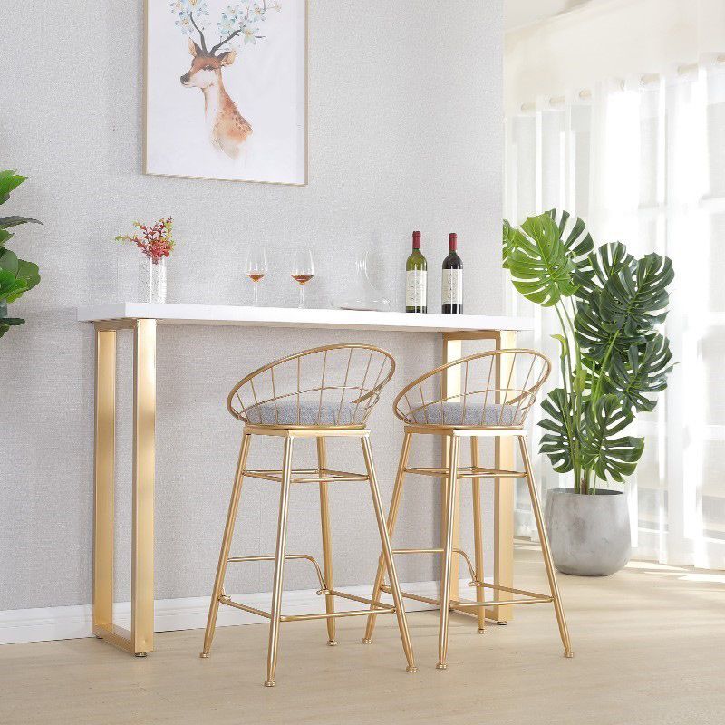 Wood Bar Dining Table Glam Rectangle Bar Table with Double Pedestal for Dining Room