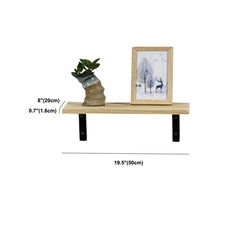 1 Shelf Floating Bookcase Natural Wood Closed Back Bookshelf