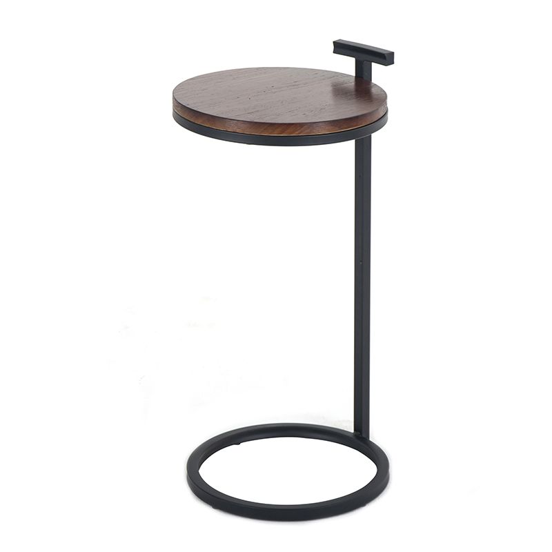 Wood 27.55-inch Tall Side Table Round Walnut Brown End Table