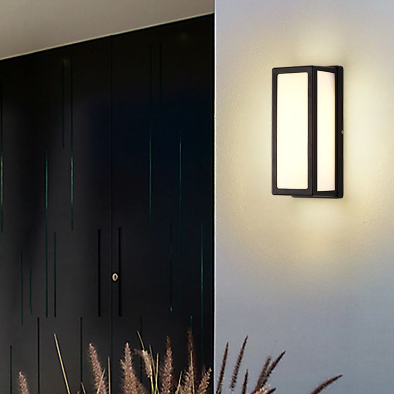 Modern LED Metal Wall Sconce Rectangle Shape Wall Light with Acrylic Shade for Courtyard