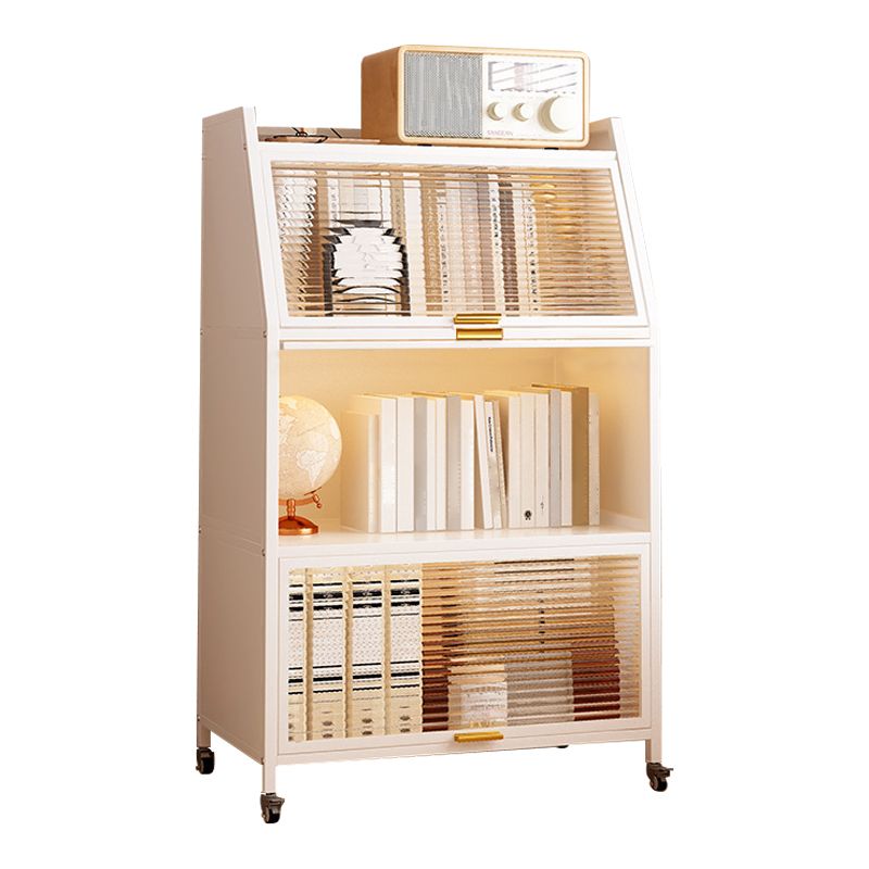 Standard Bookcase Metal Glam Closed Back Bookshelf with Shelves
