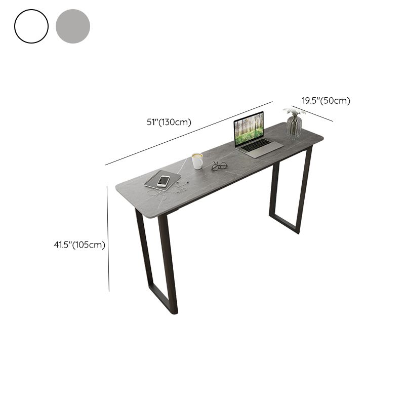 Modern Sintered Stone Top Rectangle Sled Bar Dining Table with Metal Base