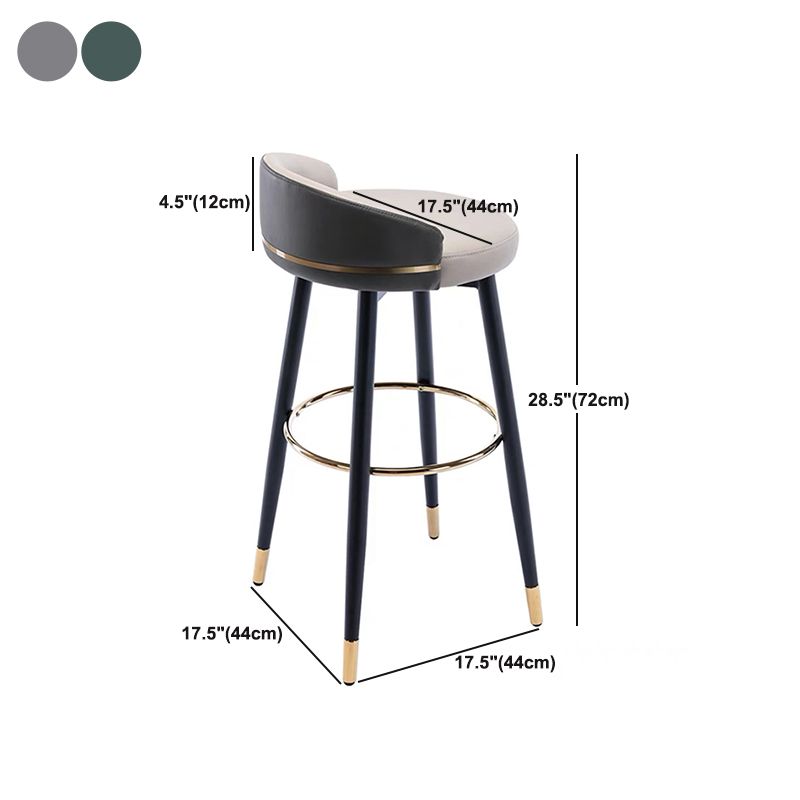 Modern Low Back Counter Stool Faux Leather Armless Bar Chair