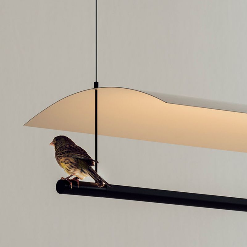 Metal LED Kitchen Island Fixture Contemporary Linear Ceiling Pendant Fixture