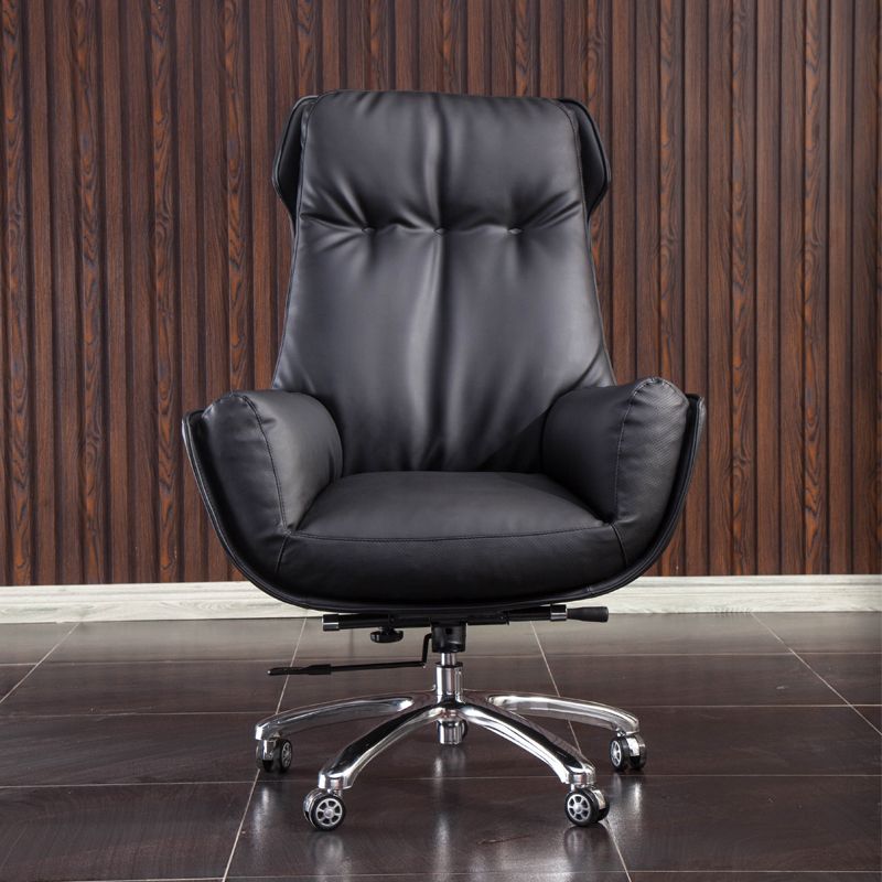 High Back Armless Managers Chair Modern Faux Leather Executive Chair
