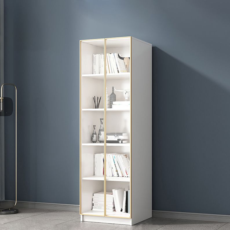 Modern Engineered Wood Bookshelf Standard Closed Back Vertical Bookcase with Doors
