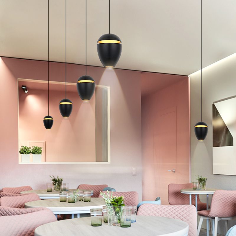 Modern beknopte LED -hanglamp gelakte aluminiumhangende lamp met acrylschaduw