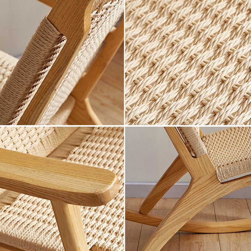 Traditional Rocking Chair Solid Wood Frame Wing Chair Back Indoor Rocking Chair