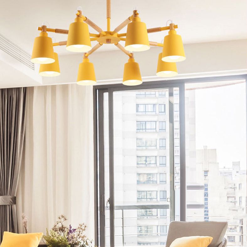 Metal Cone Shaped Chandelier Light Fixture Nordic Style LED Suspension Pendant Light