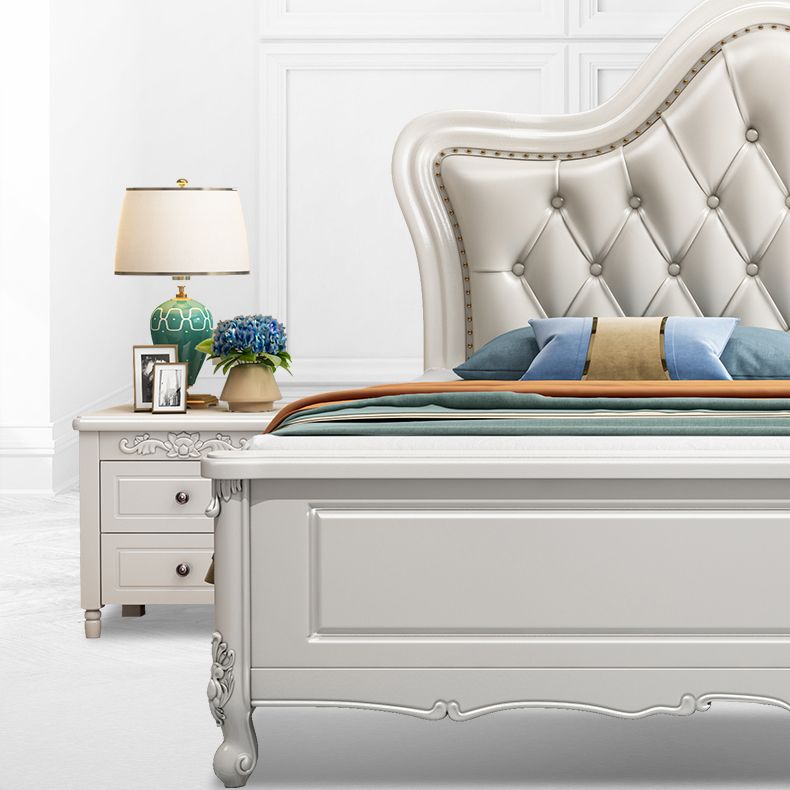 Victorian Solid Wood Standard Bed Headboard Bed Frame with Legs