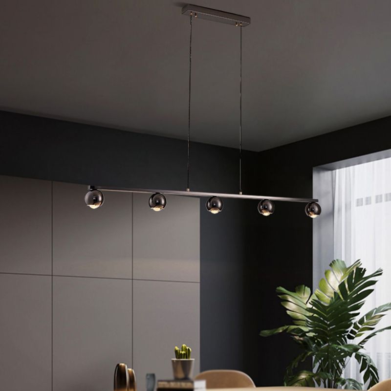 Contemporary Hanging Light Globe Island Light Fixture in Black for Dining Room