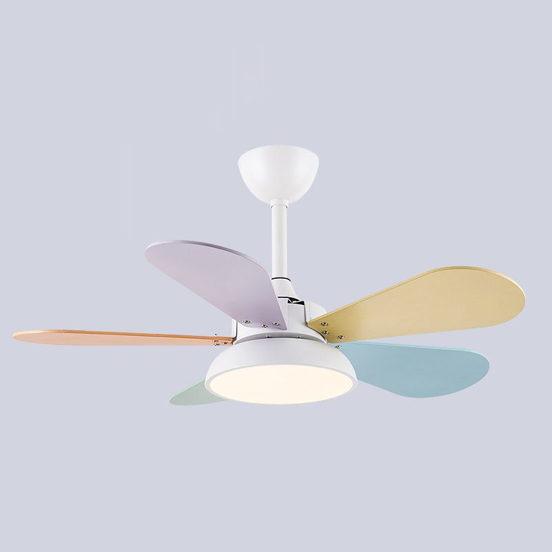 Kids Creative LED Indoor Hanging Lamp Wrought Iron Fan Pendant Light with Acrylic Shade