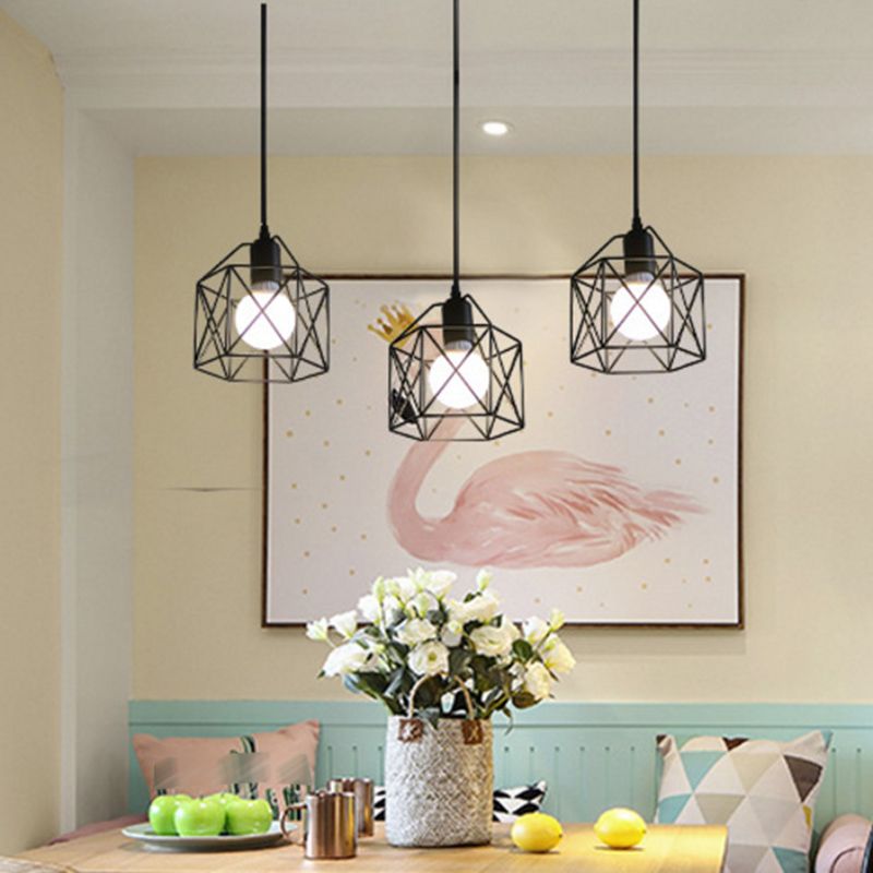Geometric Shape Metal Island Pendant Industrial Style Island Lighting for Hallway