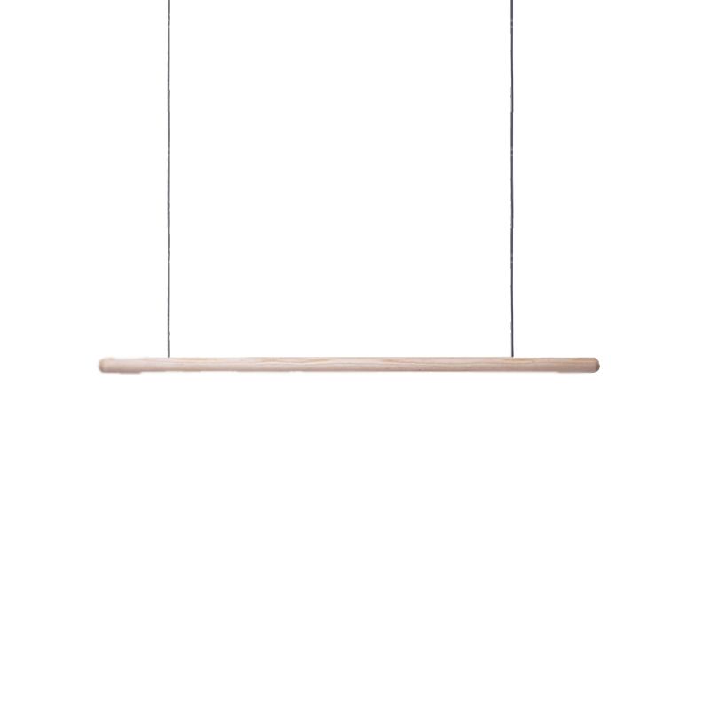 Modern Wood Chandelier Lamp Linear 1 Light LED Island Pendant for Office