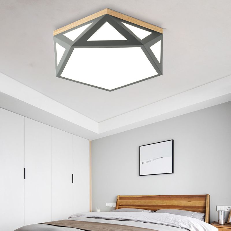 Modern Geometric Acrylic Flush Light 16.5"/20.5" W LED Gray/Green/White Ceiling Flush Mount for Bedroom, Warm/White/Natural/3 Color Light