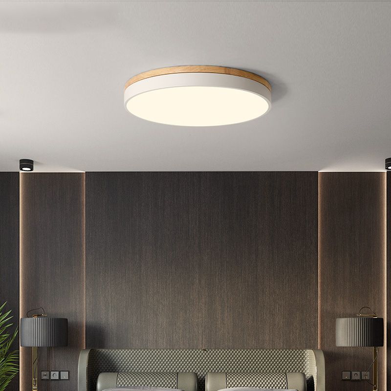 Houten ronde vorm inbouwlamp Moderne plafondlamp in Macaroon-stijl met acrylkap