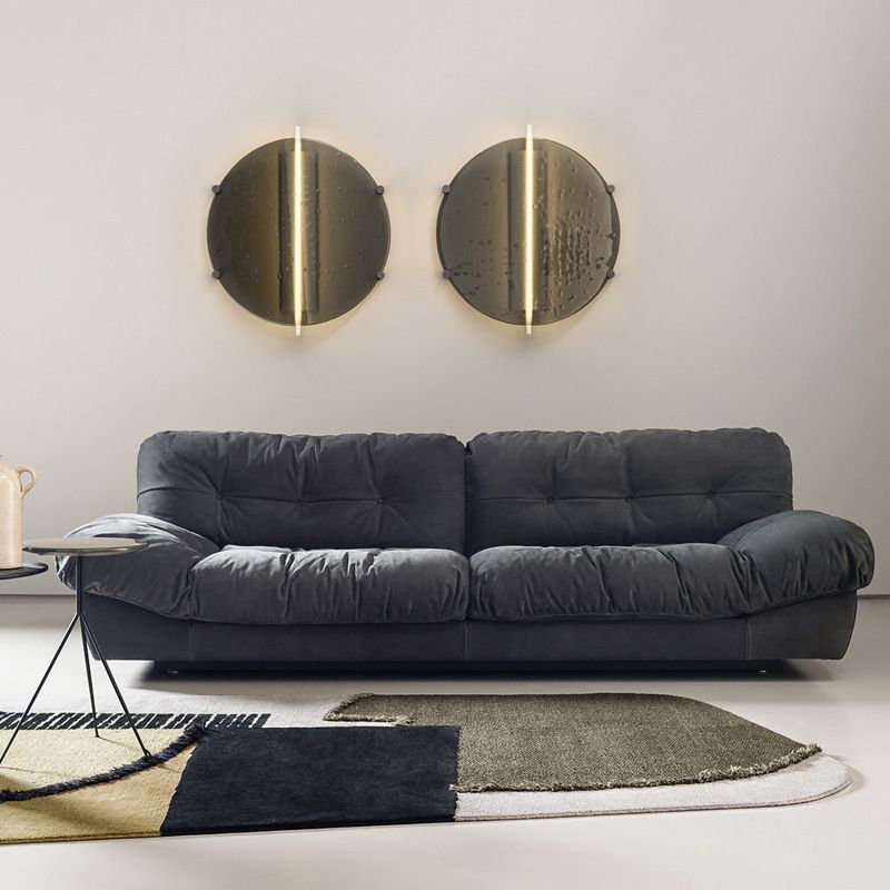 Contemporary Armless Settee Tufted Split-Back Living Room Sofa