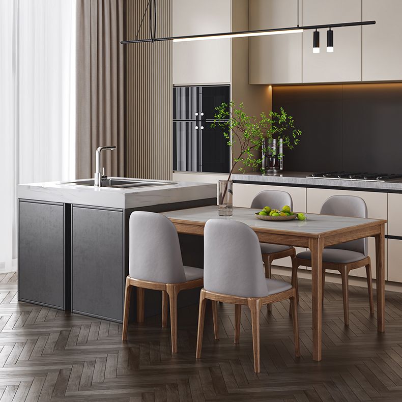 1/5/7 Pieces Modern Sintered Stone Top 4 Legs Dining Set for Home