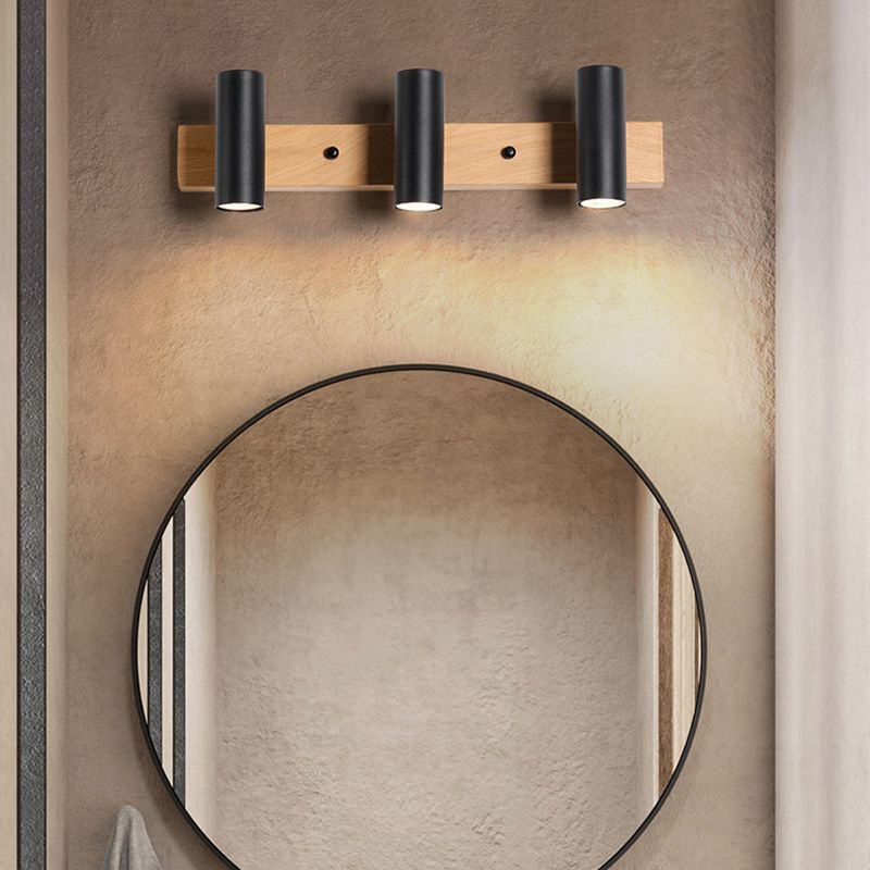 Lámpara de tocador de forma de cilindro de tocador de tocador de hierro de estilo nórdico con sombra de metal para dormitorio