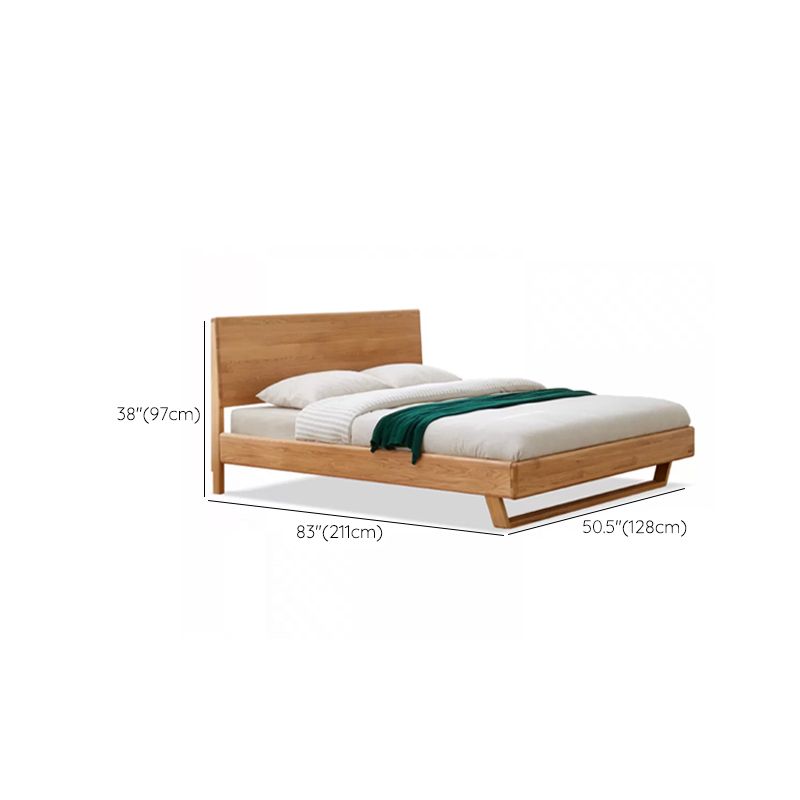 Contemporary Panel Standard Bed Solid Wood Bed with Rectangular Headboard