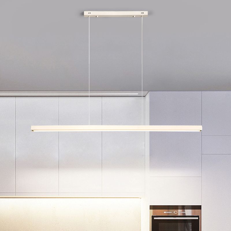 Modern Metal Pendant Lighting Linear Shape Hanging with Acrylic Shade Light in White