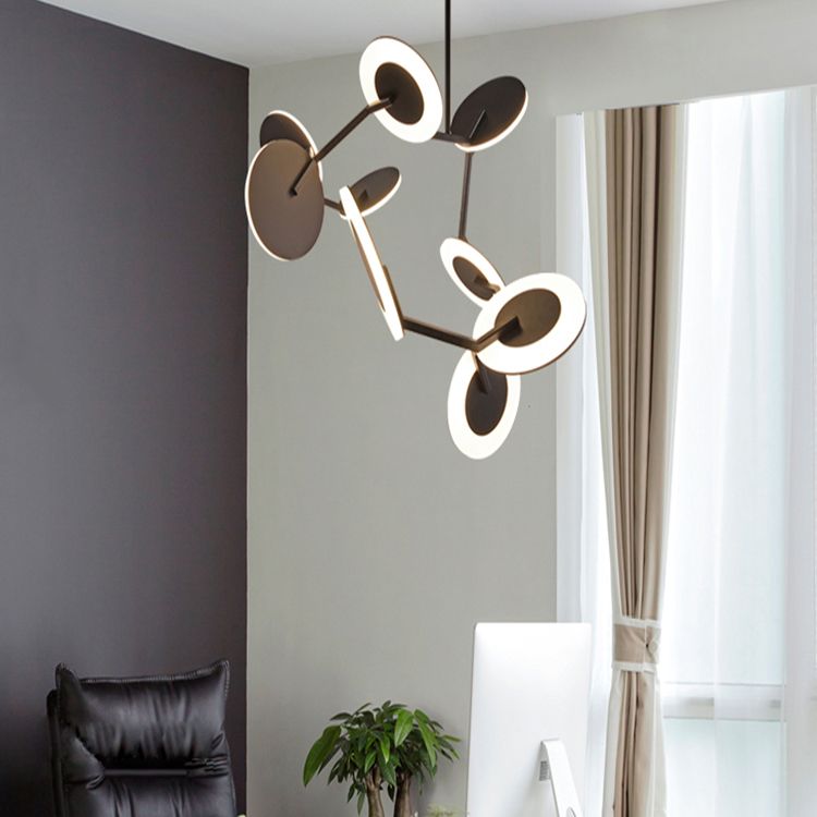 Moderne stijl metalen kroonluchter licht zwarte schotel schaduw hanglamp voor woonkamer