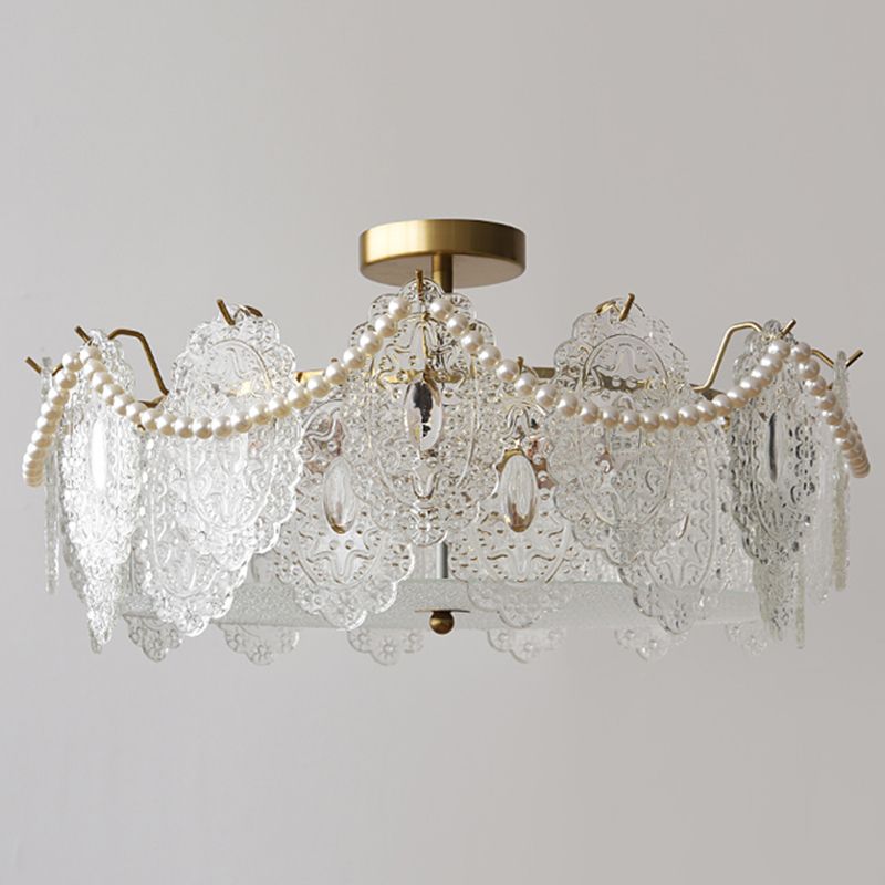Modern Ceiling Light Household Flush Mount Ceiling Light Fixture with Glass Shade