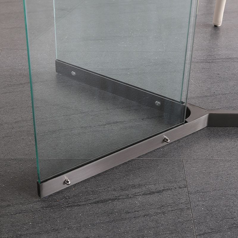 Rectangular Blue Stone Dining Table Modern Tempered Glass Furniture with Trestle Table