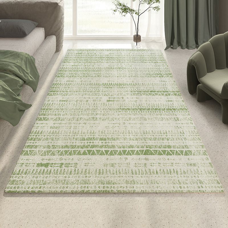 Casual Striped Carpet Polyester Green Carpet Washable Carpet for Drawing Room
