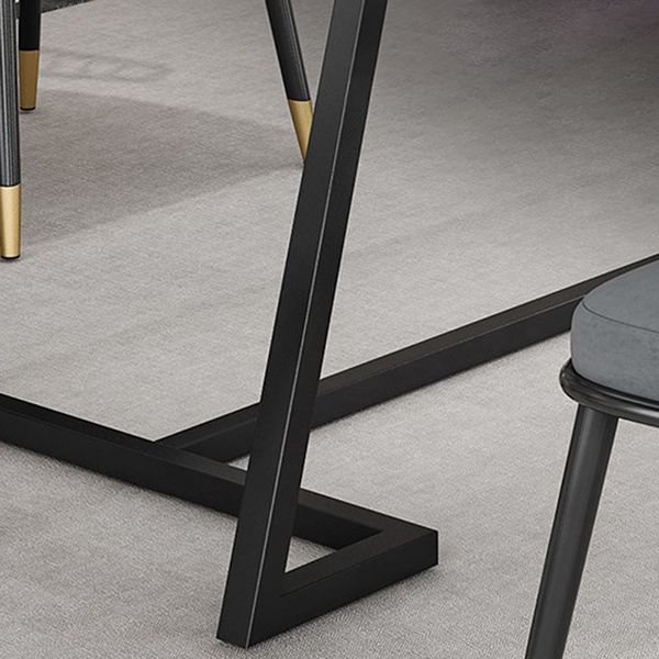 Slate and Metal Table Glam Style Simple Home Rectangular Dining Table