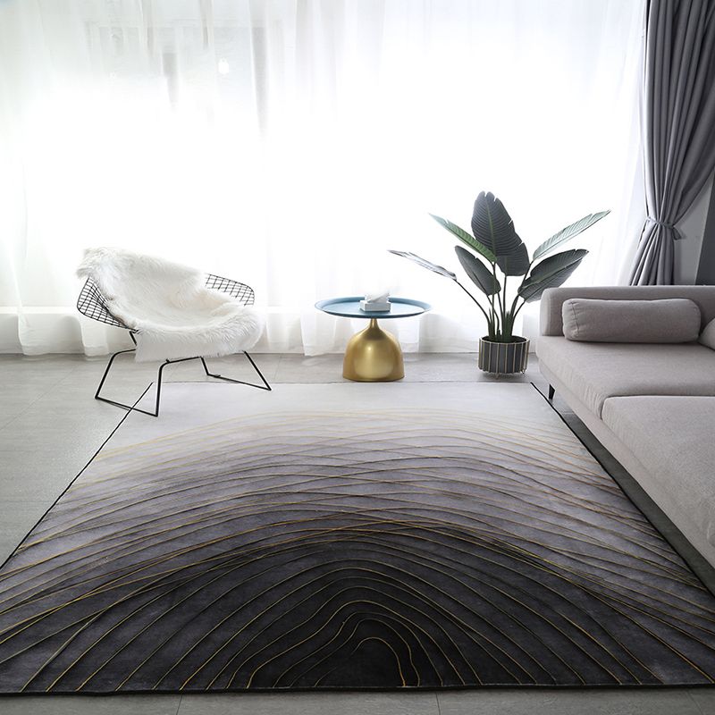 Dark Green Graphic Rug Polyester Modern Rug Stain Resistant Rug for Home Decor