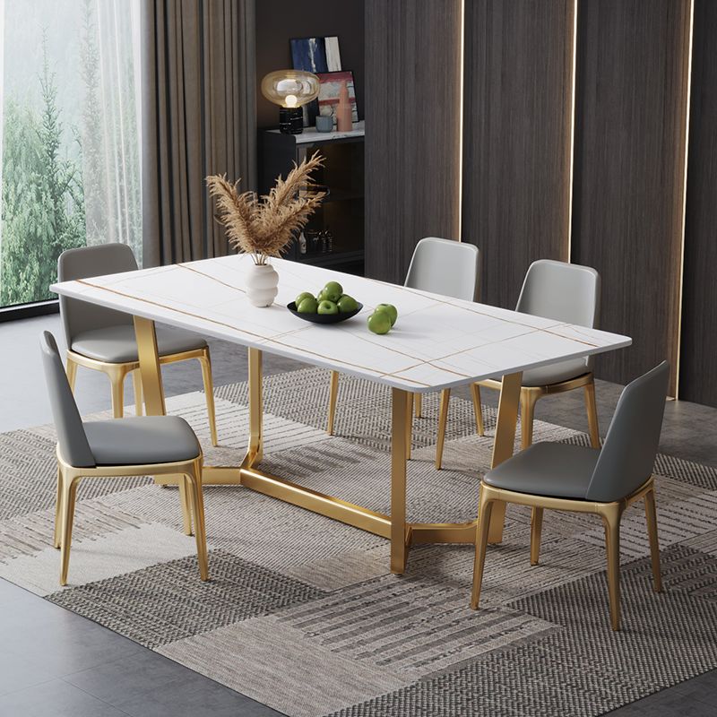 Sintered Stone Dining Table Industrial Dining Room Table with Trestle Base