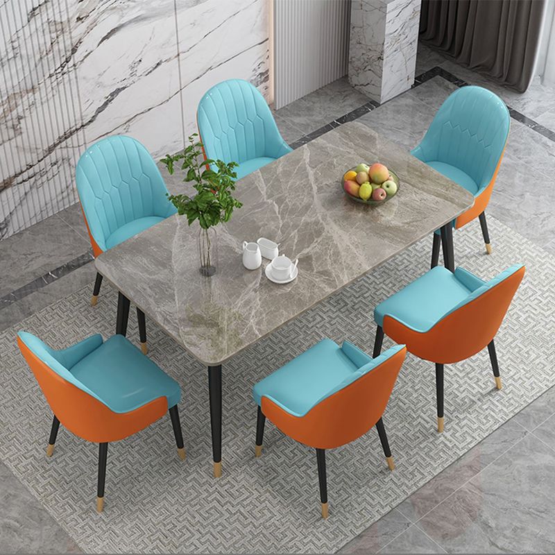 Traditional Luxury Rectangle Dining Table Stone Dinner Table with 4-foot
